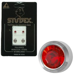 STUDEX Birthstone studs - reg bezel s/s - july / ruby